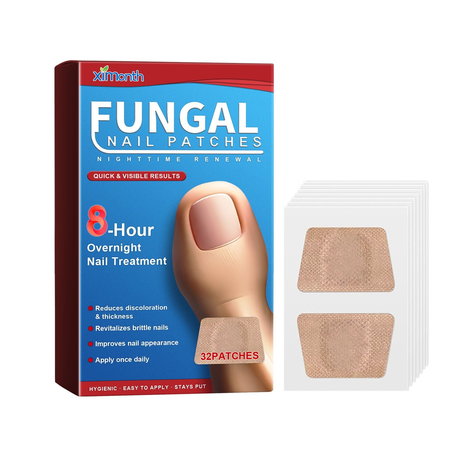 Ximonth Nighttime Renewal Fungal Nail Patches, And Thickening Gray Nail ...