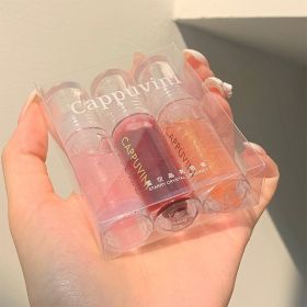 1/3Pcs Transparent Lip Gloss Crystal Jelly Mirror Liquid Lipstick Glitter Clear Moisturize Lip Tint Cosmetic For Lip Makeup Base (Color: SetA)